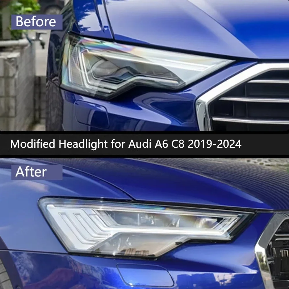 Фото Светодиодные фары в сборе для Audi A6 A6L C8 2019 2020 2021-2024, проектор, фары, дневные ходовые огни, автомобильные аксессуары №4