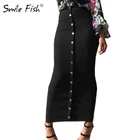 Юбка женская с завышенной талией, облегающая длинная юбка-футляр на пуговицах, пикантная уличная одежда, GV799, на весну-осень