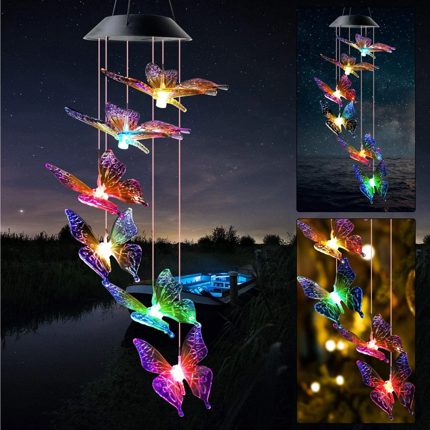 

Colorful Butterfly Wind Chime,Solar Wind Chime,Butterfly Decor Gifts,Gifts fo mom,Gifts fo Women,Memorial Wind Chimes