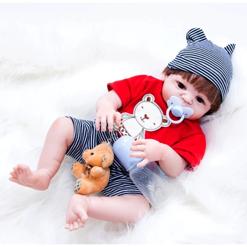 Cute Bear Reborn Baby Dolls Boy Clothes 11 inch Outfit Accessories Set for Newborn Dolls Baby Girl Matching Clothing