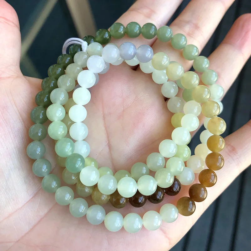 Браслет из натуральных нефритовых бусин Duobao 6 мм постепенное изменение цвета