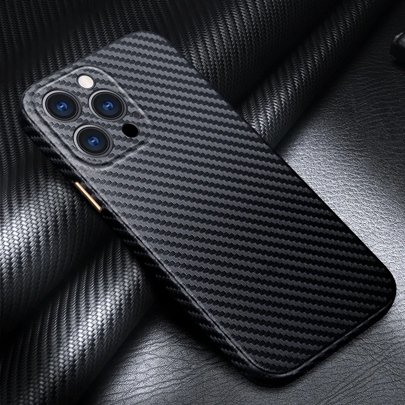 

For iPhone 14 Pro Max Case Luxury Carbon Fiber Texture Ultra-thin Full Protection Protective Back Cover For iPhone 14 Plus