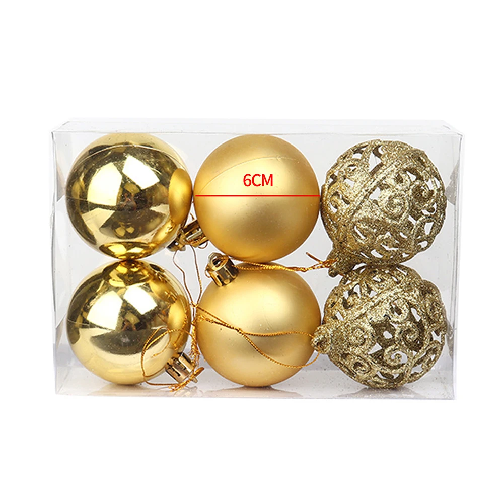 

6pcs Christmas Balls Bright Hollow Ball Christmas Tree Pendant Ornament Christmas Decor Home Decor Multi-color Optional