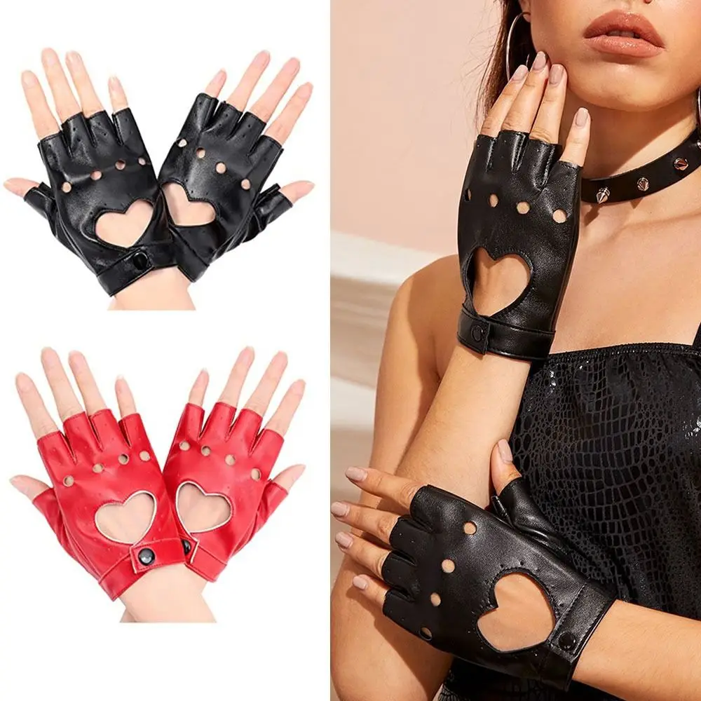 

Fashion Women Men Gothic lolita Dance Mittens Ladys Driving Dress Cosplay Mittens Five Finger Gloves PU Leather Gloves
