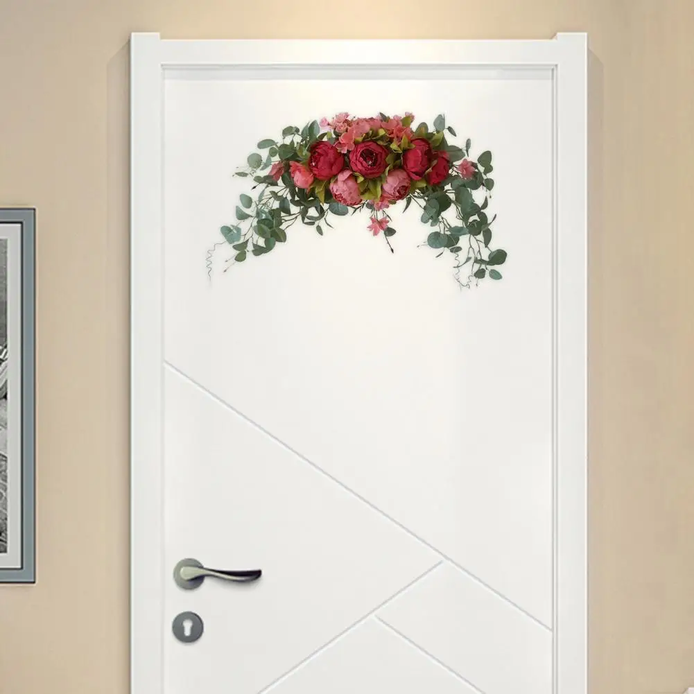 

Great Artificial Wreath Delicate Texture Portable Door Wreath Artificial Wreath Pendant with Rose Flower