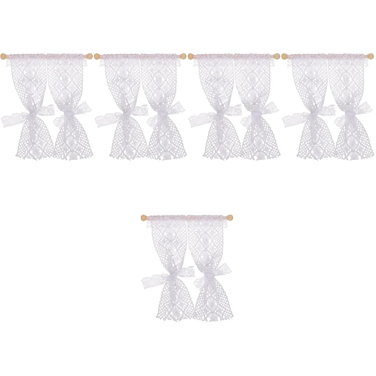 

5pcs Miniature Lace Curtain Mini House Window Curtain Tiny House Decorative Accessory