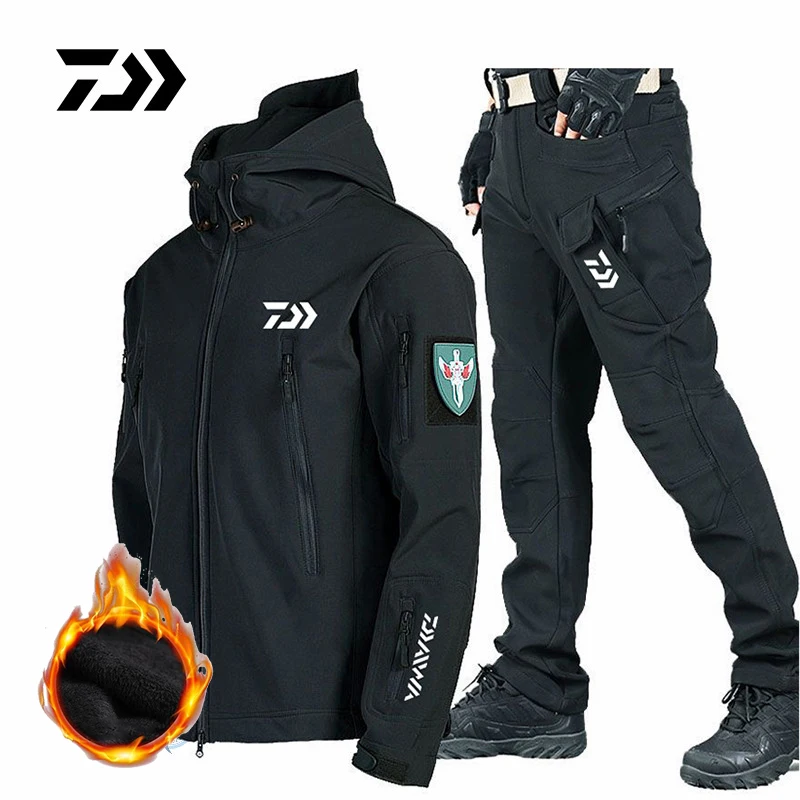 

Daiwa Men's Fishing Clothing Autumn and Winter Outdoor Sports Warm Plus Velvet Fishing Jacket Windproof Mountaineering Clothing