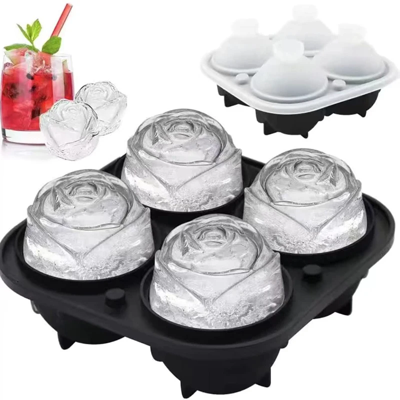 

3D Silicone Ice Cube Maker Form For Ice Candy Cake Pudding Chocolate Molds Easy-Release Rose Flower Shape Ice Cube Trays Molds