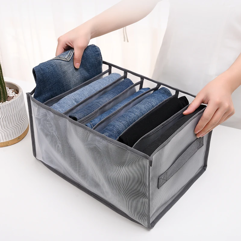 

Jeans storage boxes Closet Organizer Wardrobe Dividers Drawer Organizers Collapsible Underwear Storage Box 7 Grid
