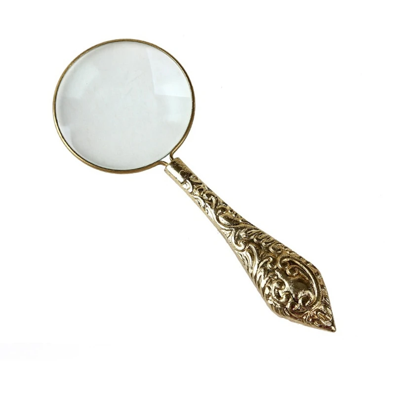 

4X Handheld Magnifier Antique Metal Handle Magnifier Reading Magnifying Glass