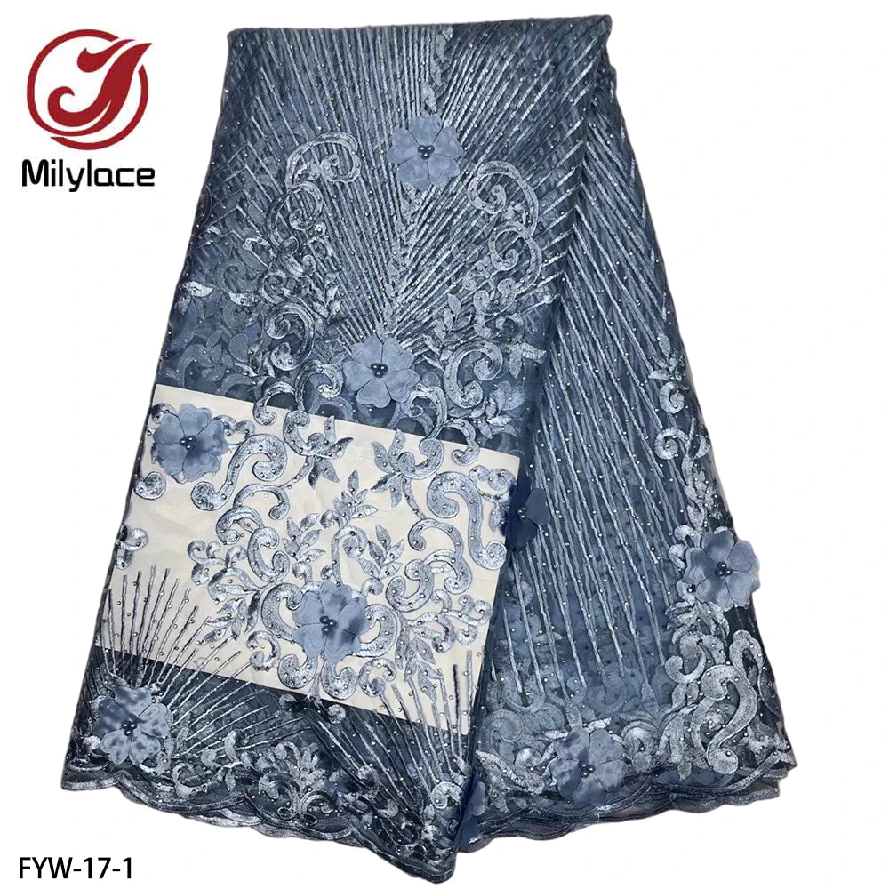 French Lace Fabric High Quality African Embroidery Tulle Lace Fabric Nigerian Lace for Wedding 5yard FYW-17