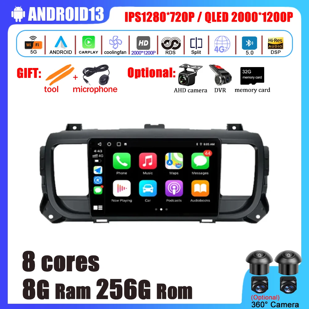 

Android 13 для Citroen Jumpy III 3 SpaceTourer 1 для Peugeot Expert 3 2016 - 2021 автомобильное радио Carplay плеер навигация Мультимедиа