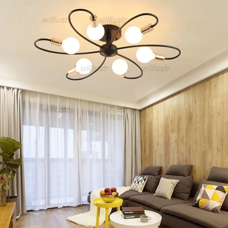 Креативный Железный потолочный светильник современный металлический Цветочный