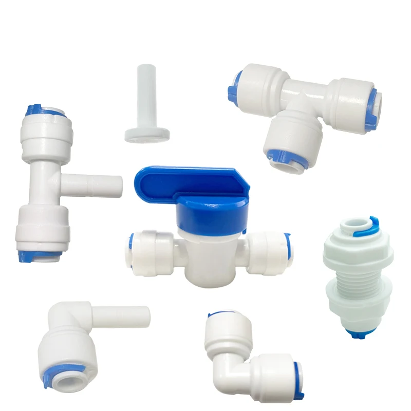 

1/4" OD Hose Tube Reverse Osmosis Aquarium Quick Fitting RO Water Elbow Plastic Pipe Coupling Connector 5Pcs