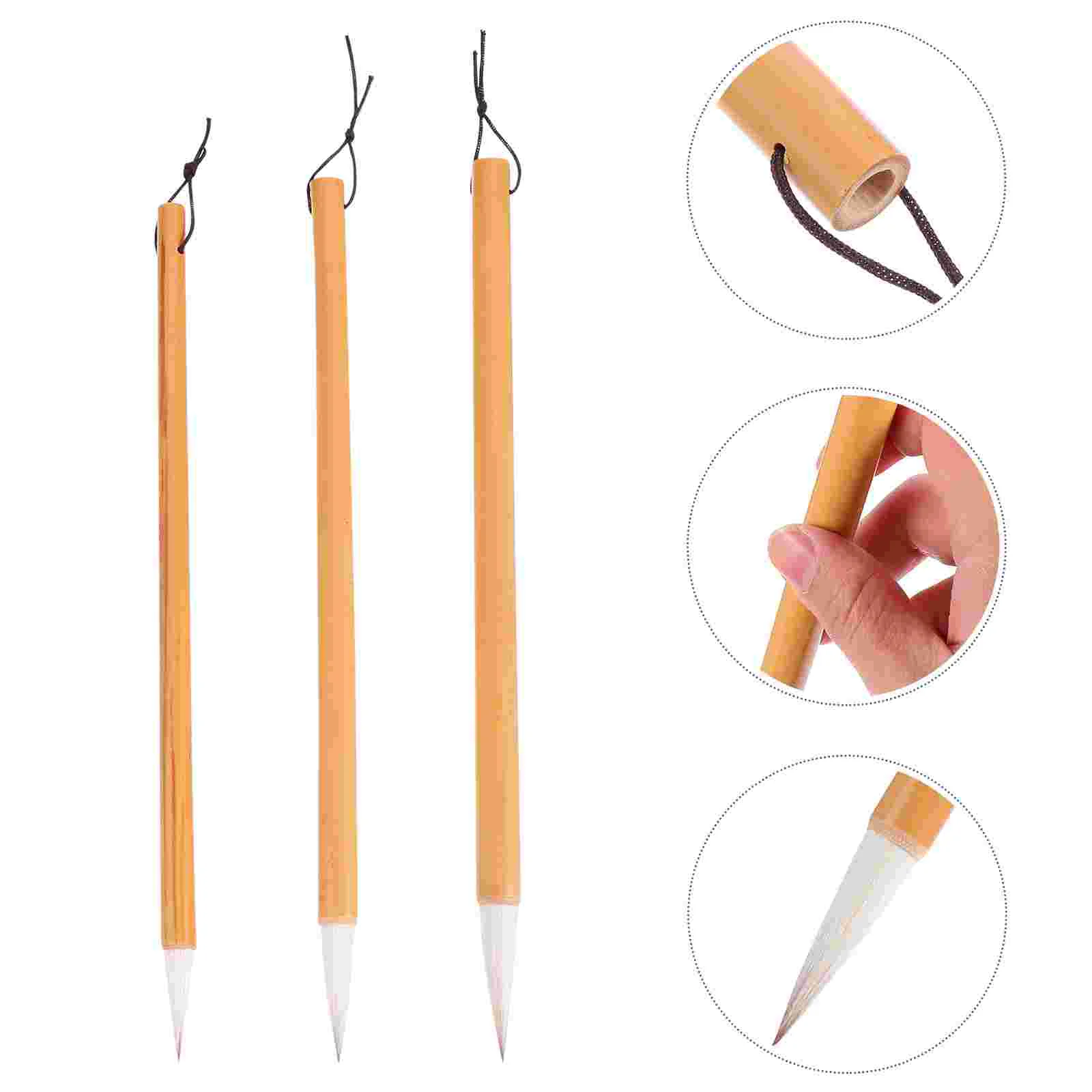 

3pcs Chinese Calligraphy Brush Durable Useful Creative Portable Practical Painting Brush Watercolor Ink Brush