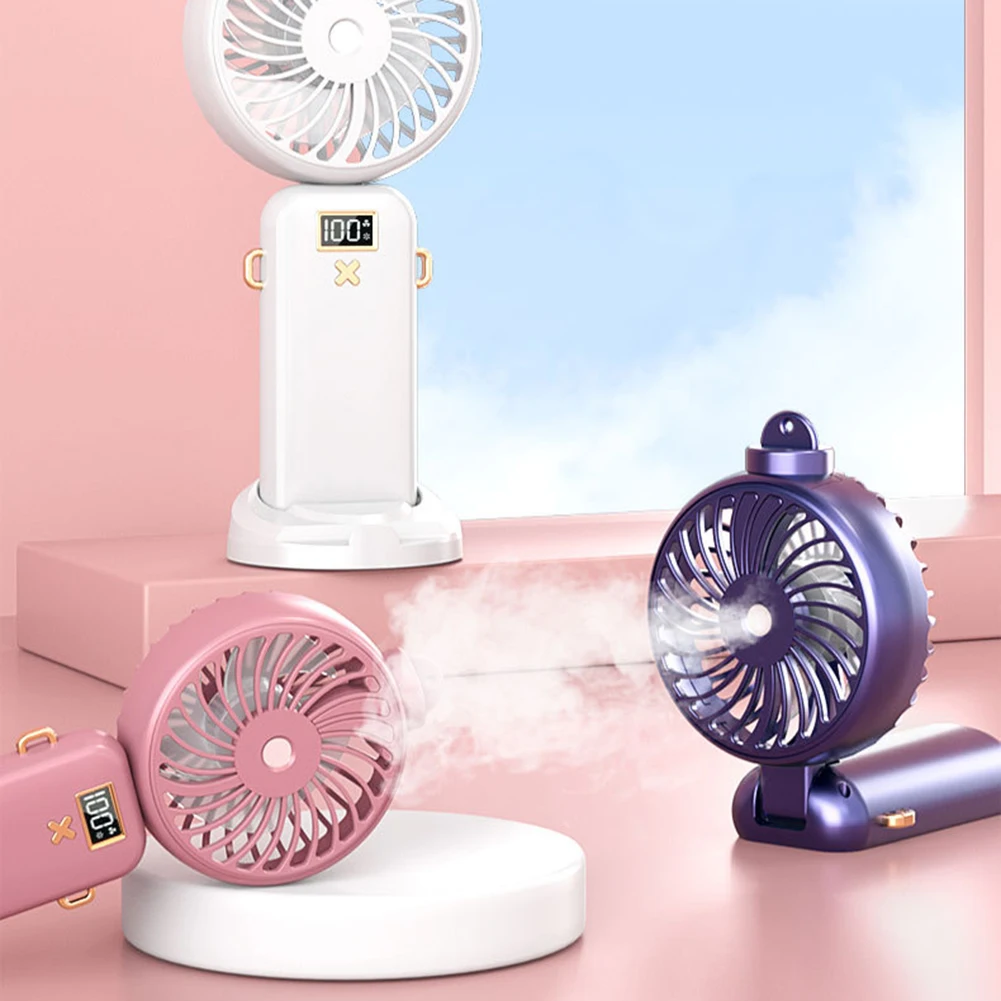 

USB Mini Handheld Fan With Tank Digital Display Cooling Fan Outdoor Mini Creative Desktop Office Charging Portable Handheld Fan