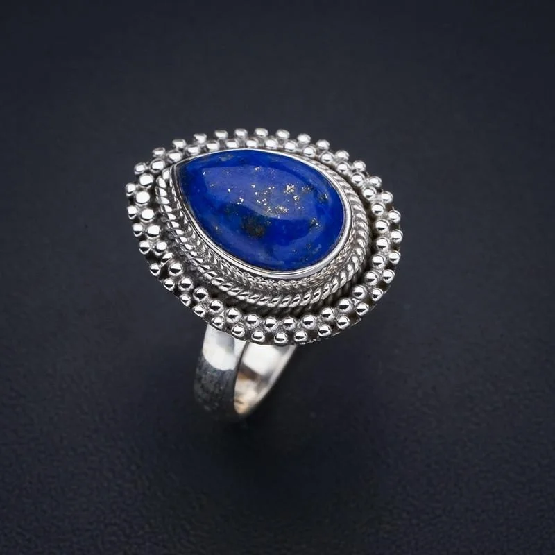 

StarGems Lapis Lazuli ручной работы 925 пробы Серебряное кольцо 7,75 F1833