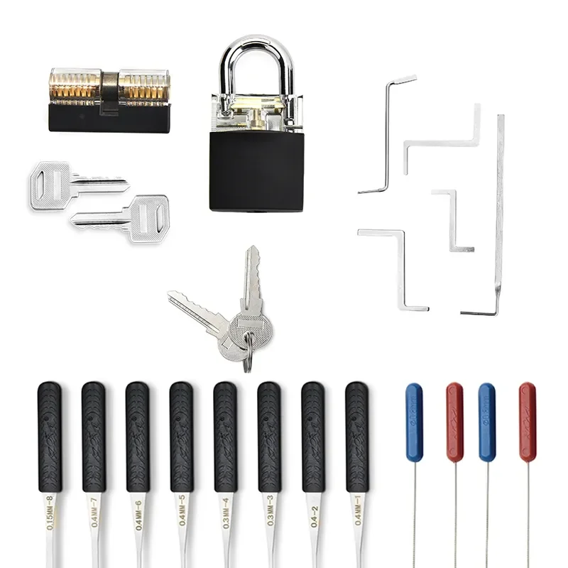 

NEW Practice Transparent Lock Pick Set Locksmith Supplies Tension Wrench Tool Combination Padlock Broken Key Hand Tools Hardware