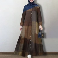 women dubai abaya turkey hijab dress vintage floral printed sundress autumn long sleeve loose maxi long vestido kaftan