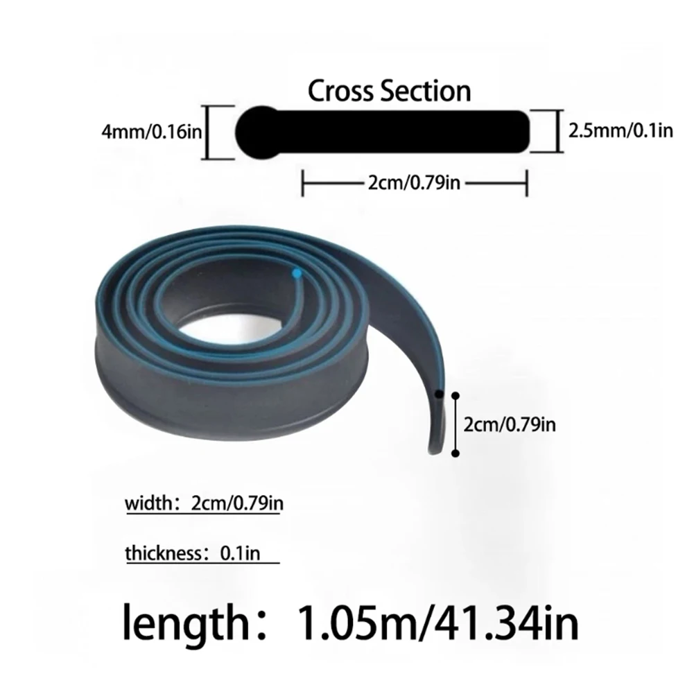 

Indoor And Outdoor Squeegee Rubber Clean Surface Rubber 105x2x0.4cm 41x0. 79x0.16in Black/Blue Cleaning Tool Part High Quality