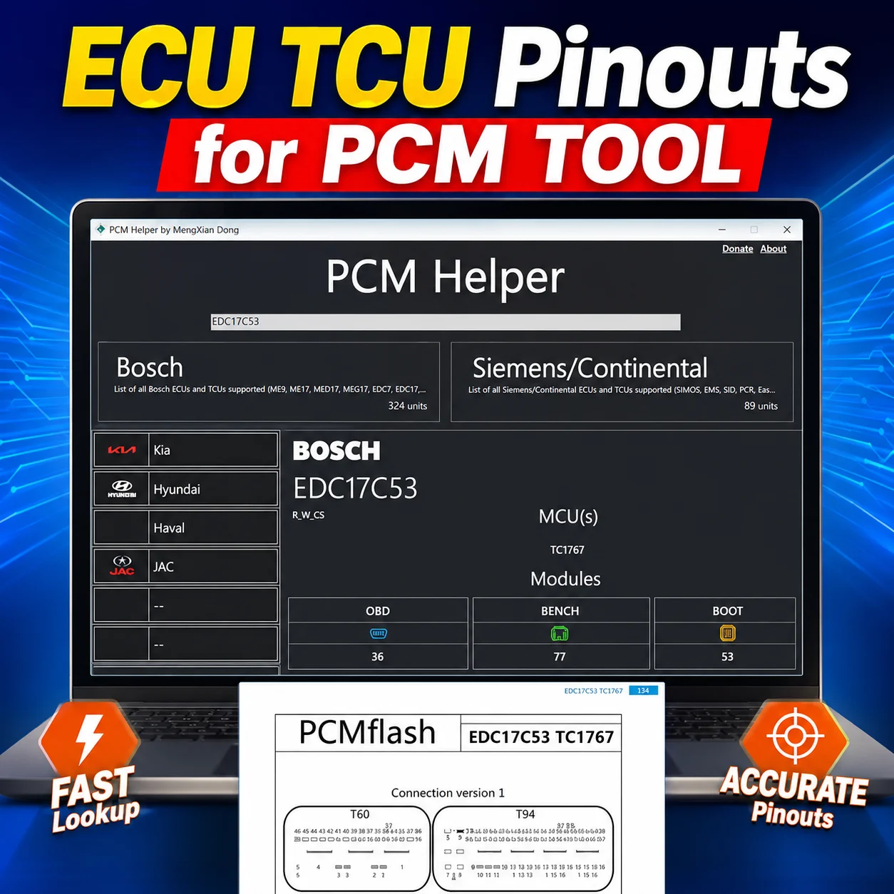 Фото Новое программное обеспечение PCM Helper 2026 для Bench Boot: PCMhelper, ECU, TCU, Pinouts, PCM TOOL, База данных программного обеспечения Pinout для пользователей PCM Flash №1