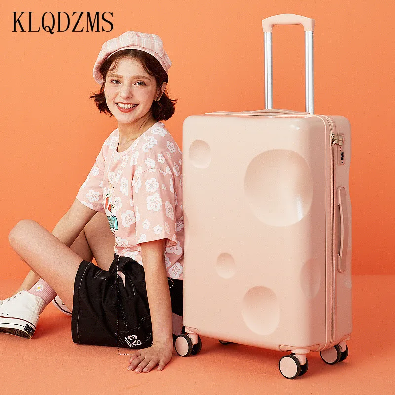 KLQDZMS Simple Style Luggage Female Solid Color Universal Wheel Strong and Durable Trolley Case Male Boarding Case