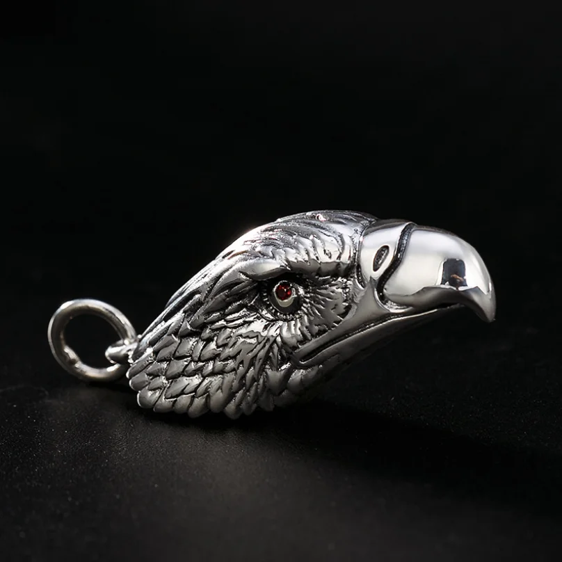 

Real Silver Eagle Head Pendant Men S990 Sterling Silver Personality Eagle Head Pendnat Jewelry Gift Male