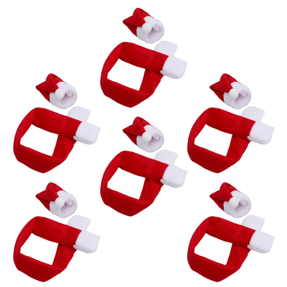 

Christmas Bottlecover Hat Scarf Miniparty Santahats Cap Candydecoration Holder Decor Covers Champagne Lollipop Utensil Miniature