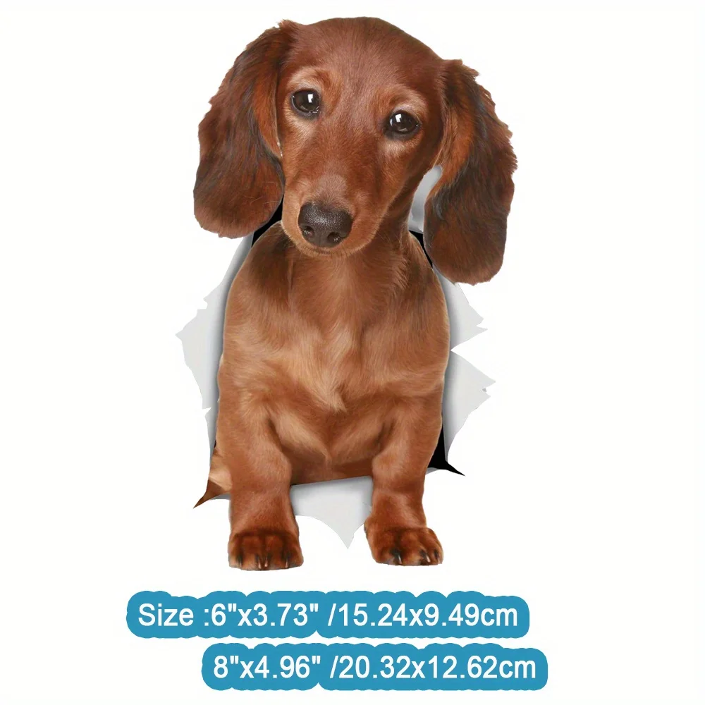 

3D наклейки с собакой, длинношерстные коричневые наклейки с таксой для стены автомобиля, детской комнаты и многого другого