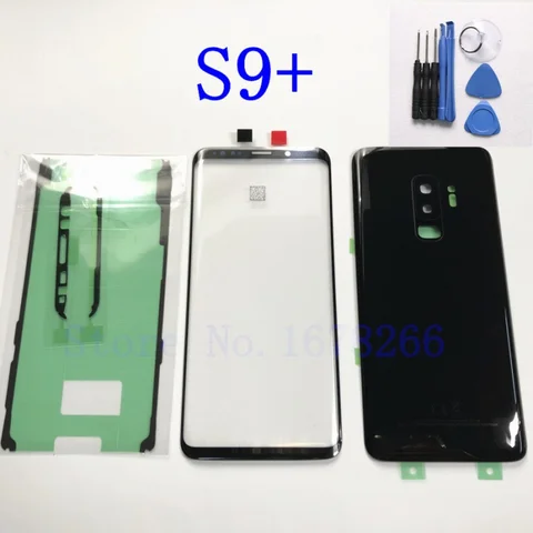 Для SAMSUNG Galaxy S9 Plus S9 + G965F S9 G960 G960F Передняя Сенсорная панель Внешний объектив + задняя крышка батарейного отсека задняя стеклянная крышка корпуса