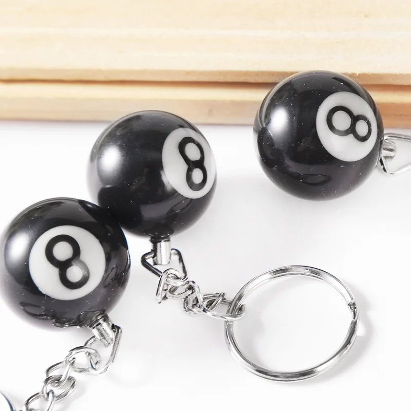Фото Модный креативный мини-брелок для бильярдного бассейна Lucky Black No.8, подвеска для ключей из смолы, ювелирные изделия, бильярдный стол, брелок для ключей №4