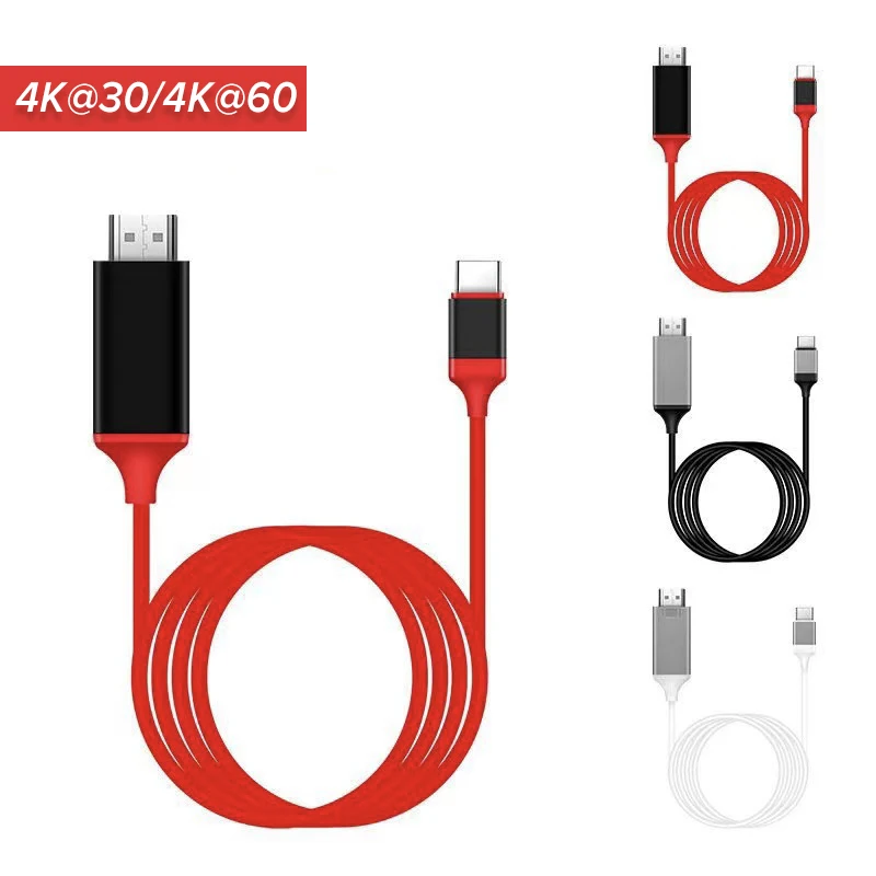 

4K@60/30Hz USB C To HDMI-compatible Video Cable 1080P Type C 3.1 HDTV Cord for Macbook Pro ChromeBook Pixel