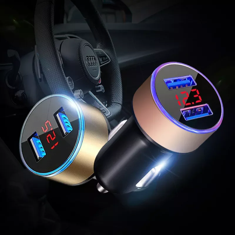 

USB Quick Charge Car Charger Voltage Display Splitter Cigarette Lighter Socket QC 3.0 Charger in Dual Car Adapter Accessories