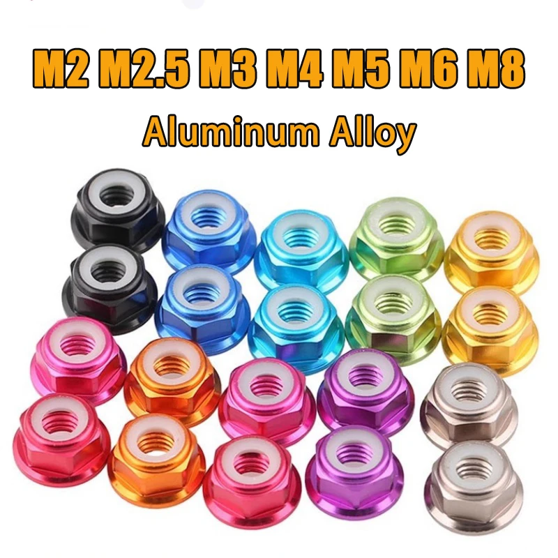 

10 шт. Фланцевые гайки из алюминия M2-M8