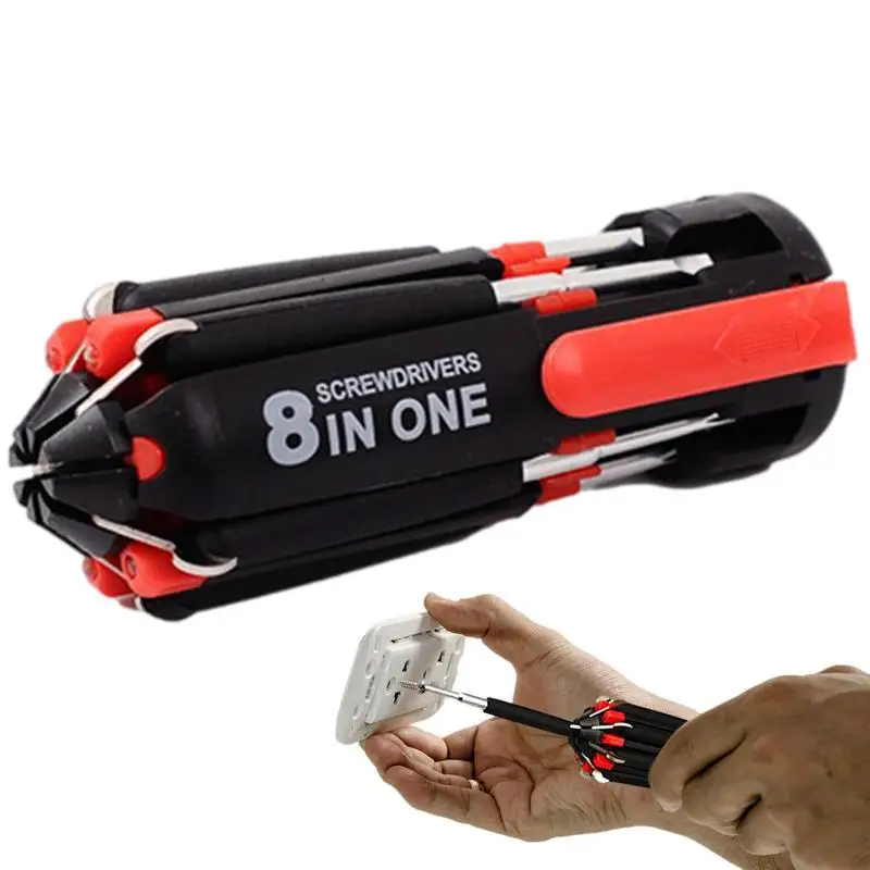 

Multi Screwdriver Versatile Multi Tip Screwdriver With 6 LED Flashlights 8 In 1 Ratcheting Screwdriver Repair Tool Kit Locking