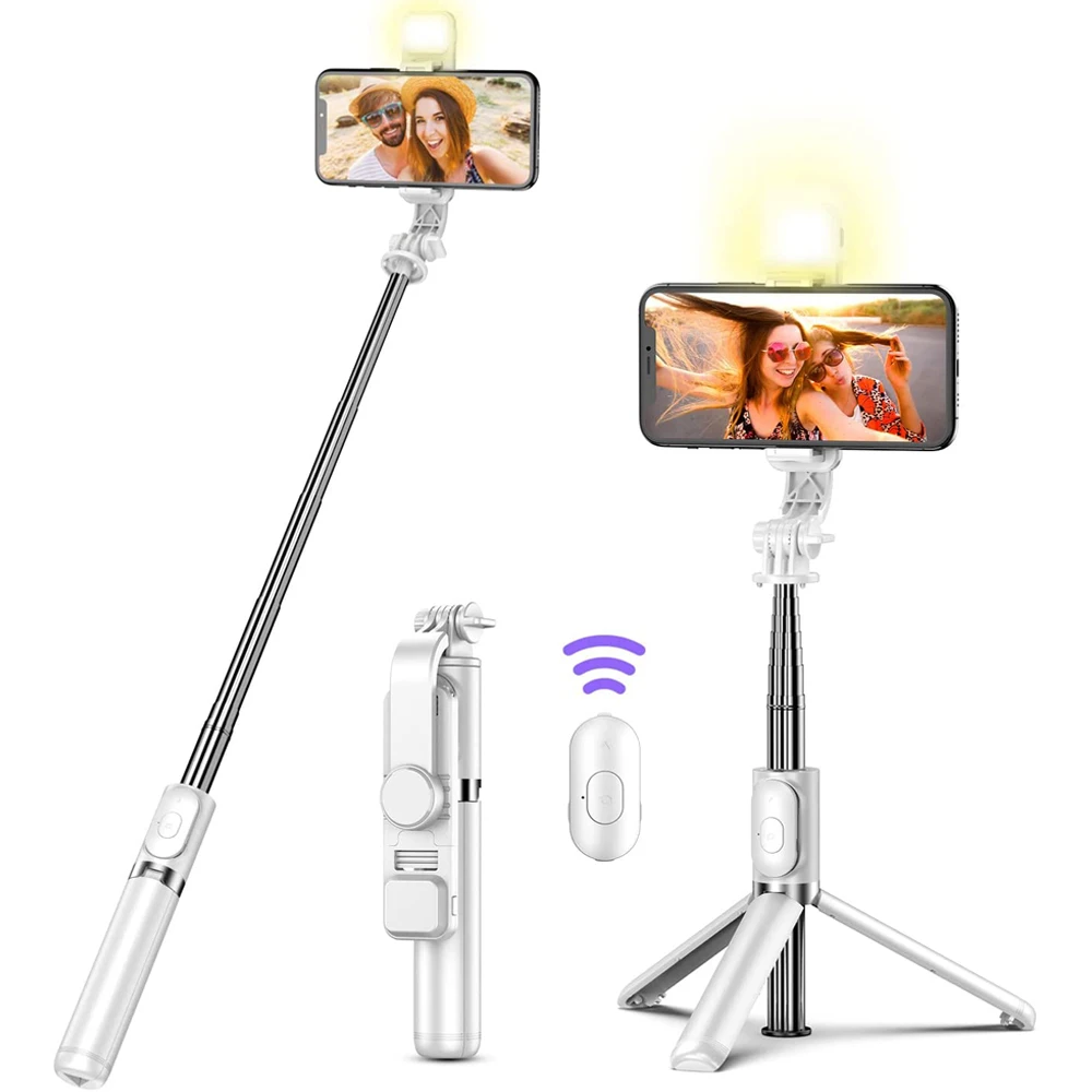 

Wireless Bluetooth Selfie Stick Foldable Portable Tripod with Fill Light Shutter Remote Control for Android iPhone Smartphone Ne