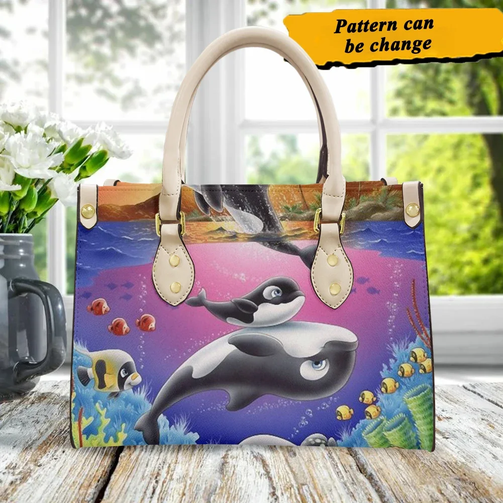 Новые синие женские сумочки с ручками прекрасный мультяшный дельфин