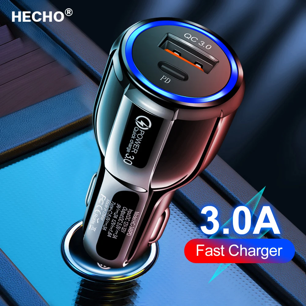 

Автомобильное зарядное устройство с двумя USB-портами и поддержкой быстрой зарядки