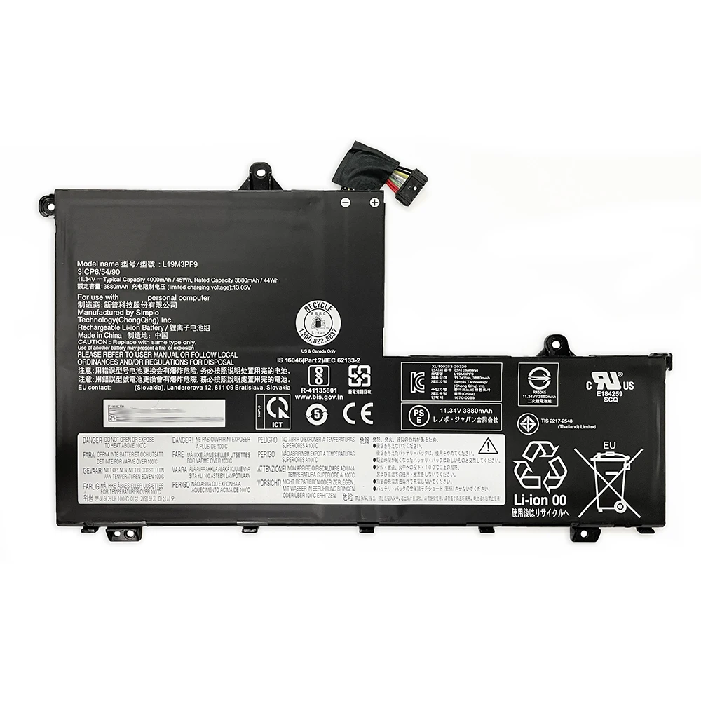 Аккумулятор L19M3PF9 для ноутбука Lenovo Thinkbook 14-IIL 14-IML 15-IIL 15-IML 20RW0045GE 11 34 в 44 Вт/ч 3880 мАч