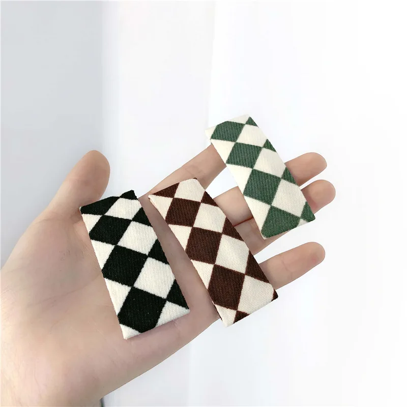 

Geometric Houndstooth Check Retro Hairpin Korean Style Simple Forest Wild Water Drop Bb Clip Temperament Hair Accessories New