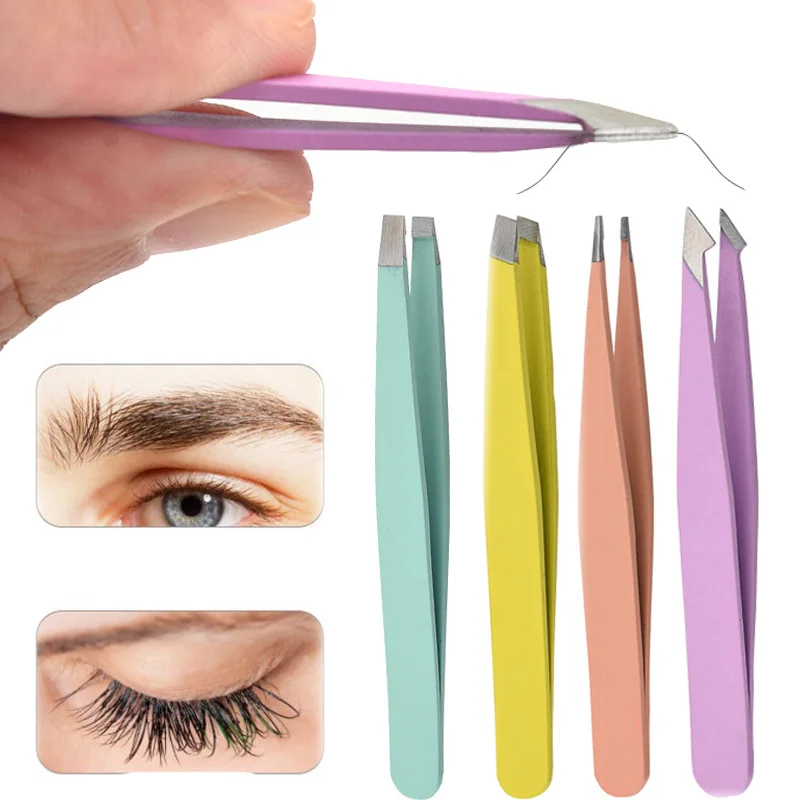 

Stainless Steel Eyebrow Tweezers Eyebrow Clip Candy Colors Eye Brow Removal Eyelash Tweezers Hair Extractor Makeup Tools 1PCS