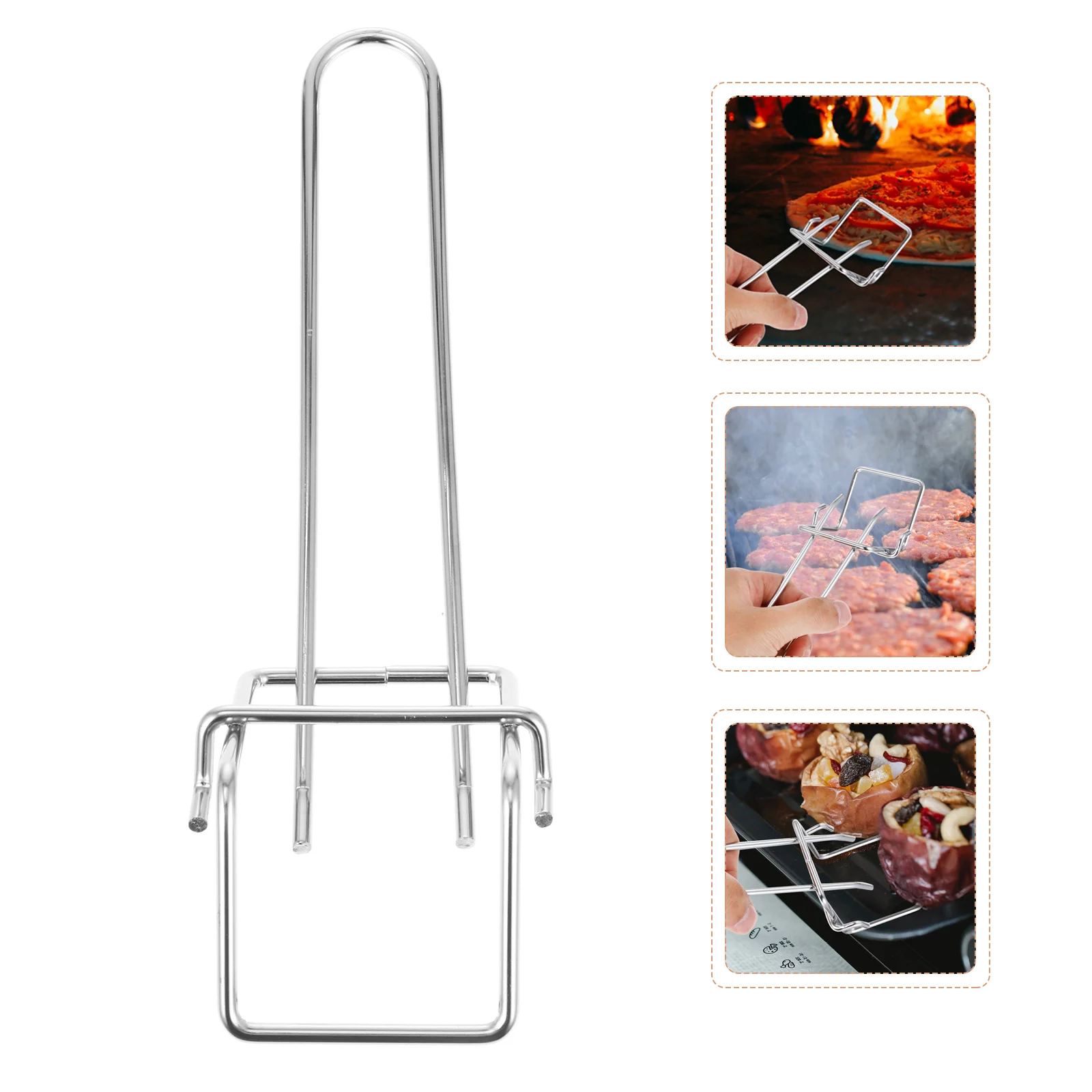 

Foldable Hot Plate Gripper Stainless Steel Griddle Grilling Tong Clamps Heavy Duty Oven Remover Food Tongs Pan Dish Clip Gripper