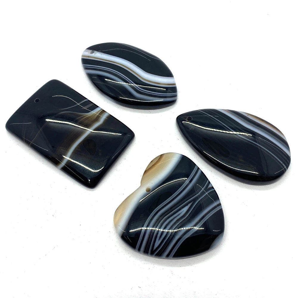 5 шт./лот натуральный камень черный оникс полосатый кулон счастливый амулет