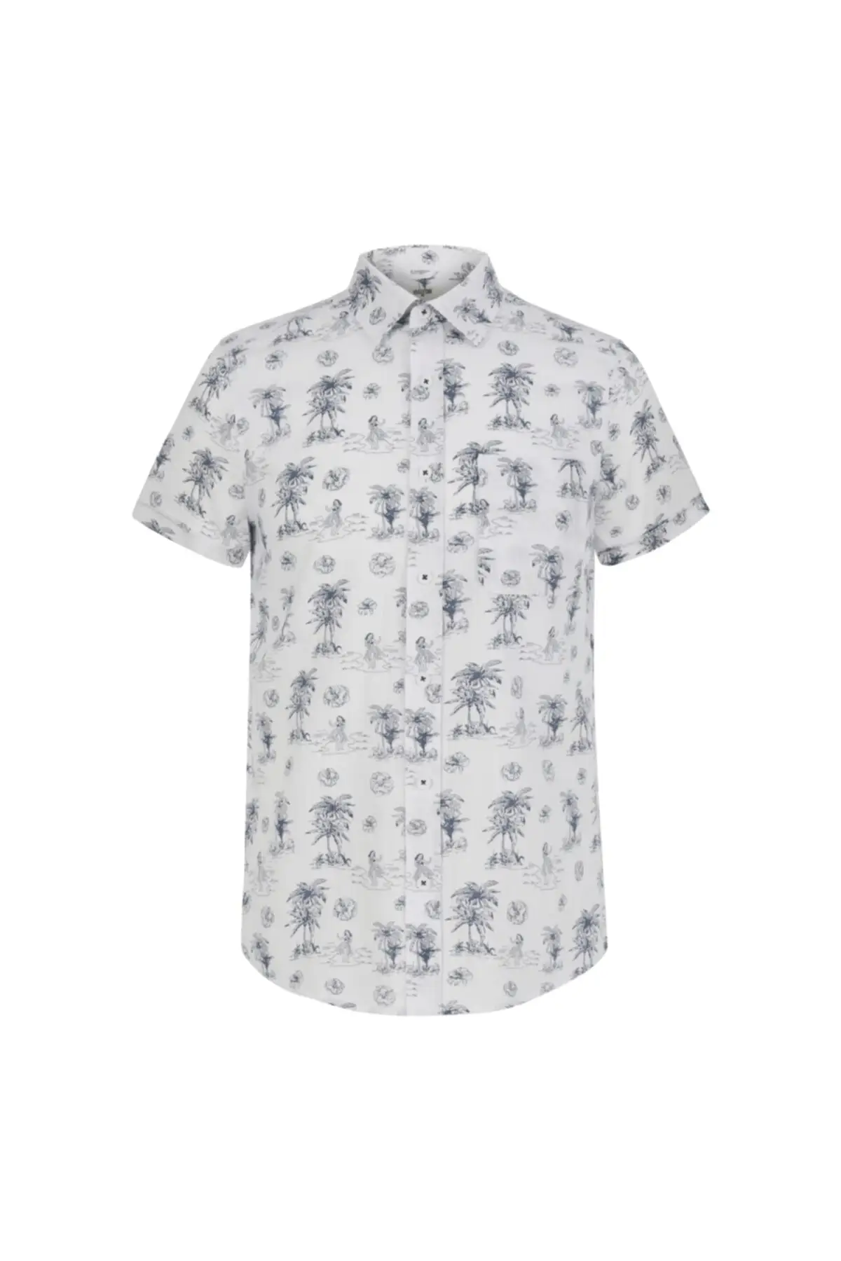 

Мужская белая хлопковая рубашка с принтом