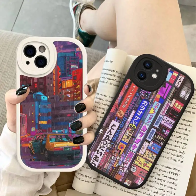 

Japanese Aesthetic Night City Tokyo Phone Case Hard Leather For iPhone 14 13 12 Mini 11 14 Pro Max Xs X Xr 7 8 Plus