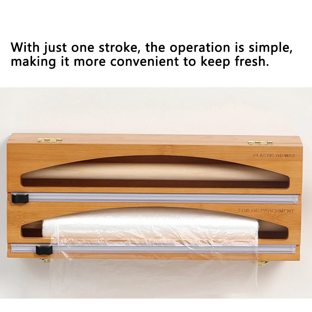 

Kitchen Foil Plastic Wrap Organizer Dispensers With Slide Cutter Preservative Film Cutter Kitchen Paper Towl Holder Storage