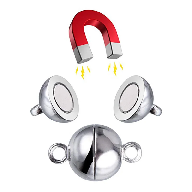 2pcs 6/8mm Silver Gold Round Magnetic Clasps Accessories Bead Clasp Converter Buckle Connector For DIY Jewelry Findings Makings