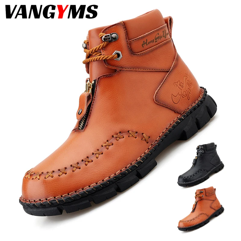

Men's Mid Boots Ankle Boots High Quality Men's Boots Non-Slip Wear Men's Leather Boots Casual Fashion Homme Boots
