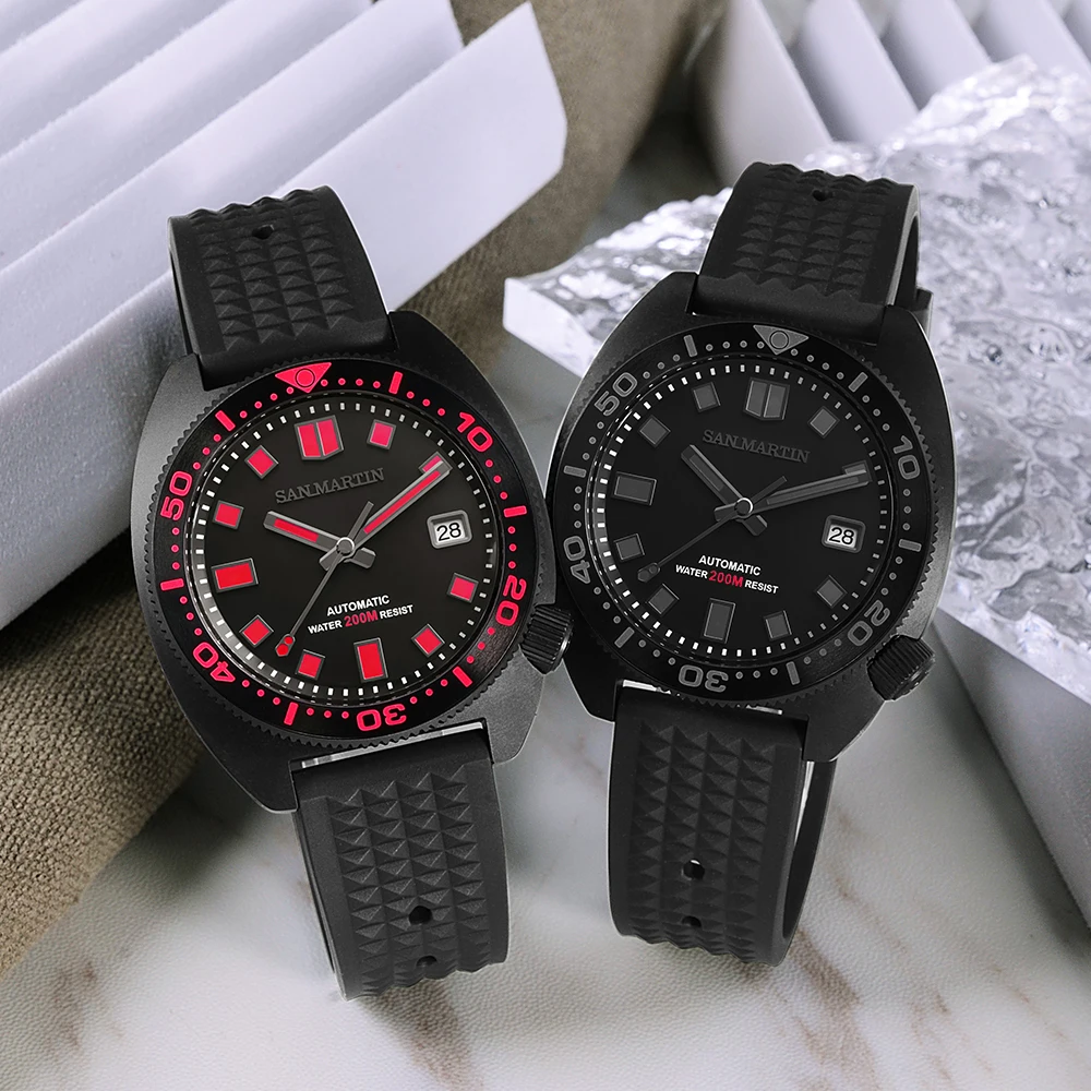 

San Martin Diver Black Warrior 6105 Turtle Colorful Super Luminous NH35 Automatic Mechanical Men Watch 20Bar Sapphire Date