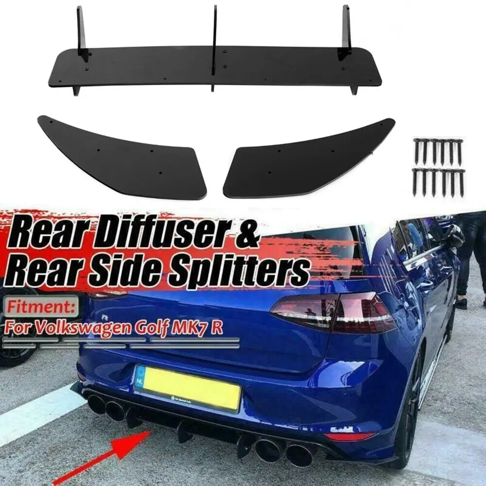 

Car Rear Bumper Diffuser Tail Apron Flaps Side Splitters Spoiler Trim Stickers For Volkswagen VW Golf 7R Golf 7 R 2013 ~ 2016